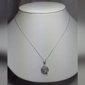 Sterling Silver Chain and Pendant with White CZ Stones